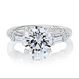Five Stone Diamond Engagement Ring with Emerald and Pear Shaped Diamonds