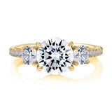 Three Stone Round Center Diamond Engagement Ring