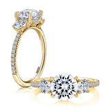 Three Stone Round Center Diamond Engagement Ring