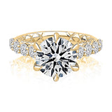 A. Jaffe MECRD3732Q/410 14K Yellow Gold Engagement Ring Setting with 1.10cttw Accent Diamonds – Fits 3.00ct Round Center Stone (Center Stone Not Included)