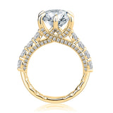 A. Jaffe MECRD3732Q/410 14K Yellow Gold Engagement Ring Setting with 1.10cttw Accent Diamonds – Fits 3.00ct Round Center Stone (Center Stone Not Included)