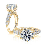 A. Jaffe MECRD3732Q/410 14K Yellow Gold Engagement Ring Setting with 1.10cttw Accent Diamonds – Fits 3.00ct Round Center Stone (Center Stone Not Included)