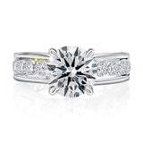 Round Center Diamond Engagement Ring with Channel Set Diamonds and Quilts® Interior