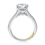 Round Center Diamond Engagement Ring with Channel Set Diamonds and Quilts® Interior