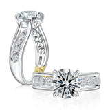 Round Center Diamond Engagement Ring with Channel Set Diamonds and Quilts® Interior
