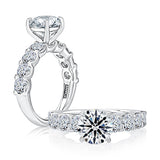 Round Center Large Melee Diamond Engagement Ring