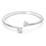Swarovski Mesmera Attract Soul Heart Bangle 5535289 – Rhodium Plated, White Crystals, Elegant Bracelet