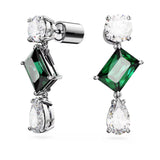 Mesmera drop earrings Mixed cuts, Green, Rhodium plated