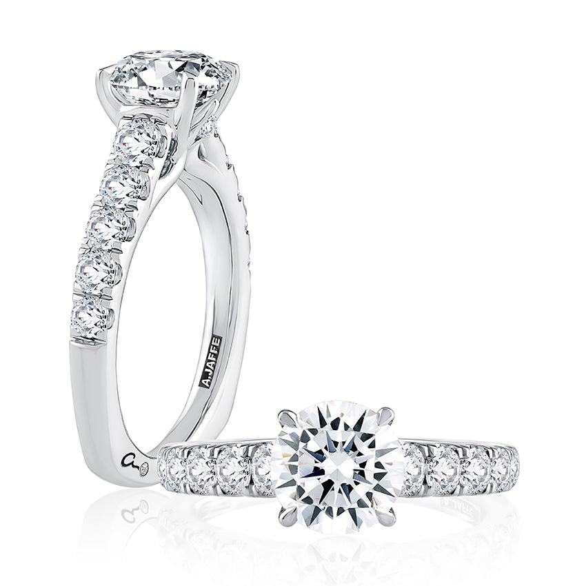Modern Diamond Pavé Round Cut Diamond Engagement Ring
