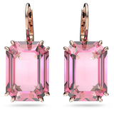 Swarovski 5619502 Millenia Drop Earrings – Octagon Cut Pink Crystals, Rose Gold-Tone Plated