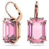 Swarovski 5619502 Millenia Drop Earrings – Octagon Cut Pink Crystals, Rose Gold-Tone Plated