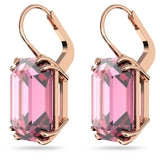 Swarovski 5619502 Millenia Drop Earrings – Octagon Cut Pink Crystals, Rose Gold-Tone Plated