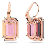 Swarovski 5619502 Millenia Drop Earrings – Octagon Cut Pink Crystals, Rose Gold-Tone Plated