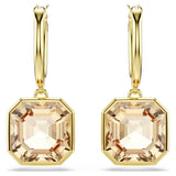 Swarovski Millenia drop earrings Square cut, Caramel, Gold-tone plated
