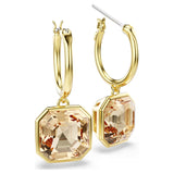Swarovski Millenia drop earrings Square cut, Caramel, Gold-tone plated