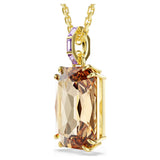 Millenia pendant Octagon cut, Caramel, Gold-tone plated
