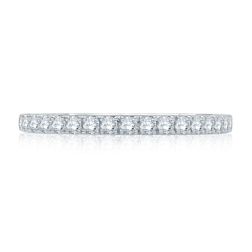 Half Diamond Pavé Wedding Band with Quilted Interior