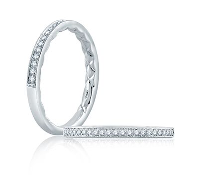 A.JAFFE Milgrain Edge Diamond Wedding Band