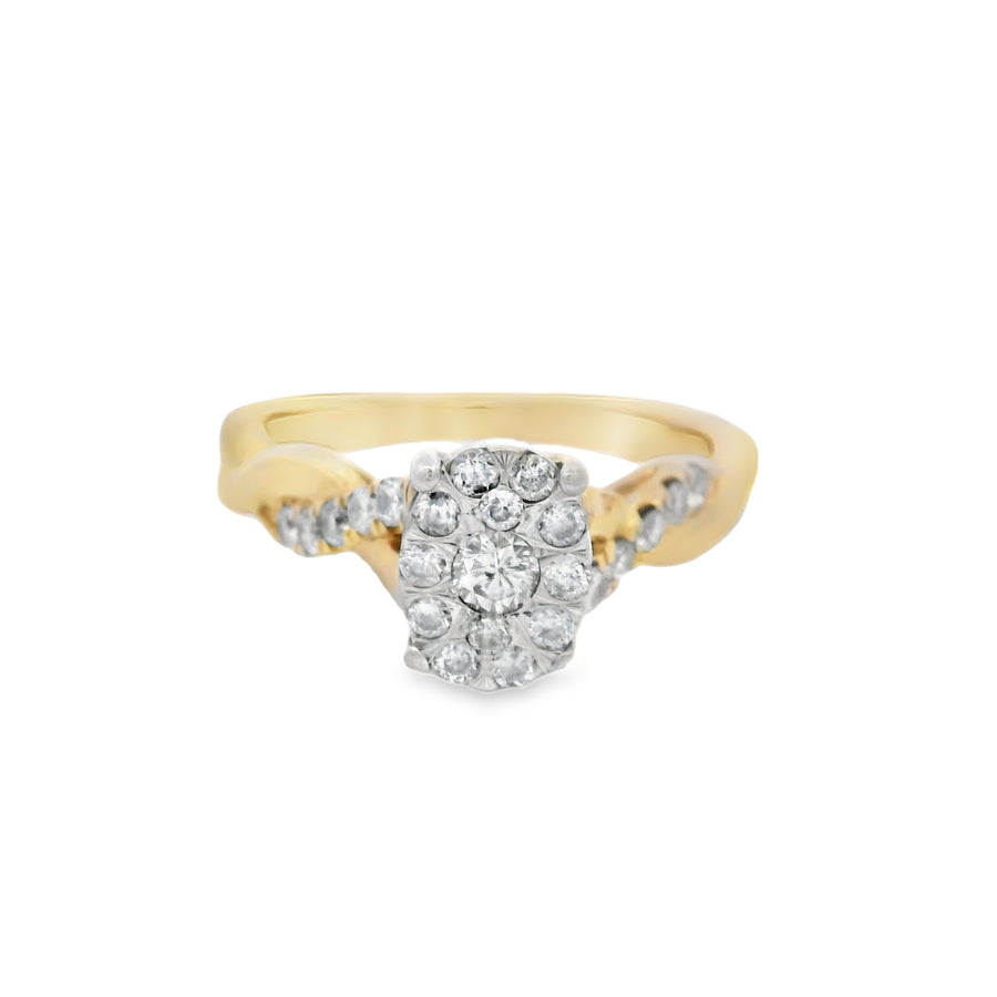 Yellow Gold Composite Oval Twist Diamond Wedding Set