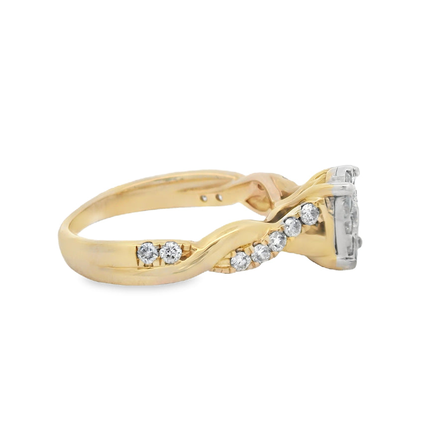 Yellow Gold Composite Oval Twist Diamond Wedding Set