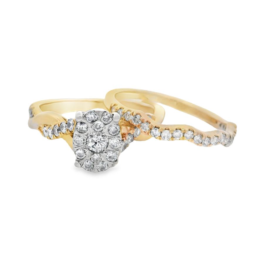 Yellow Gold Composite Oval Twist Diamond Wedding Set