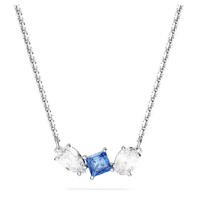 Mesmera pendant Mixed cuts, Blue, Rhodium plated