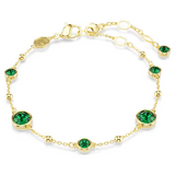Swarovski Imber bracelet Round cut, Green, Gold-tone plated