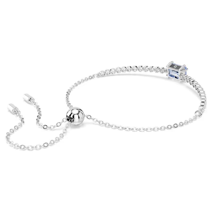 Matrix Tennis bracelet Mixed cuts, Blue, Rhodium plated