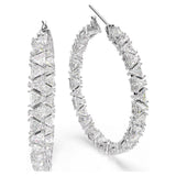 Swarovski 5632466 Ortyx Hoop Earrings – Triangle Cut White Crystals, Rhodium Plated