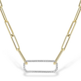 14KY Gold Paper Clip Chain Diamond Link Necklace