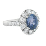 Platinum Sapphire And Diamond Halo Ring