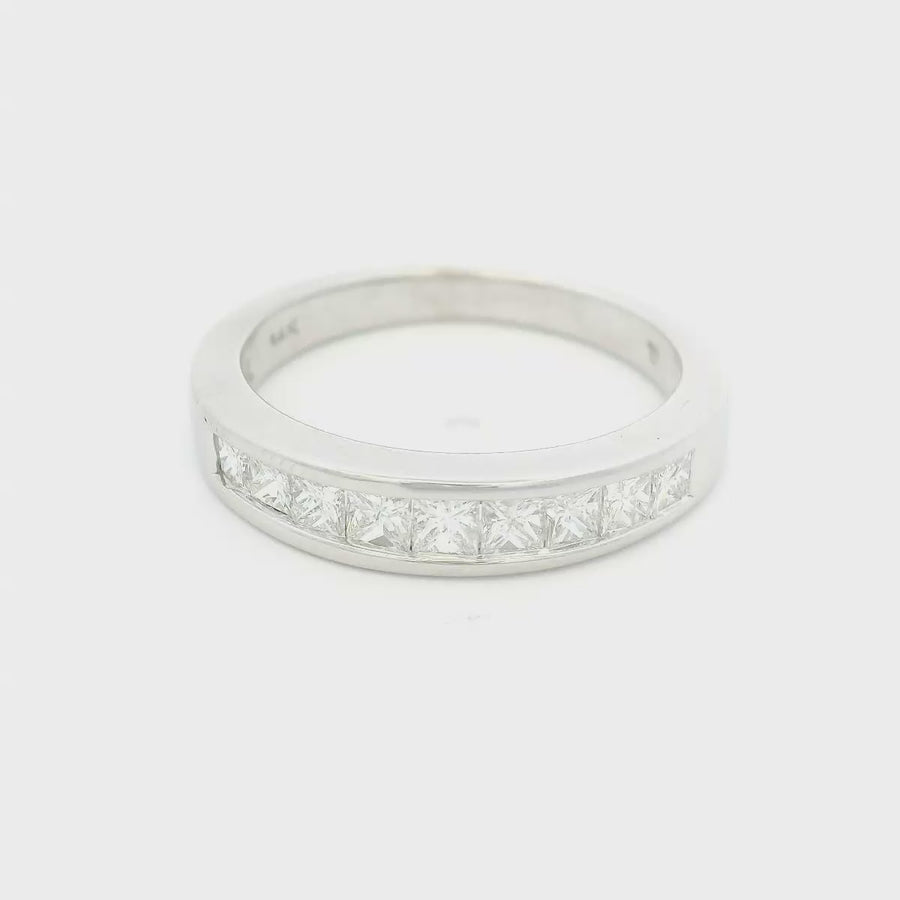 14K White Gold Channel Set Diamond Band