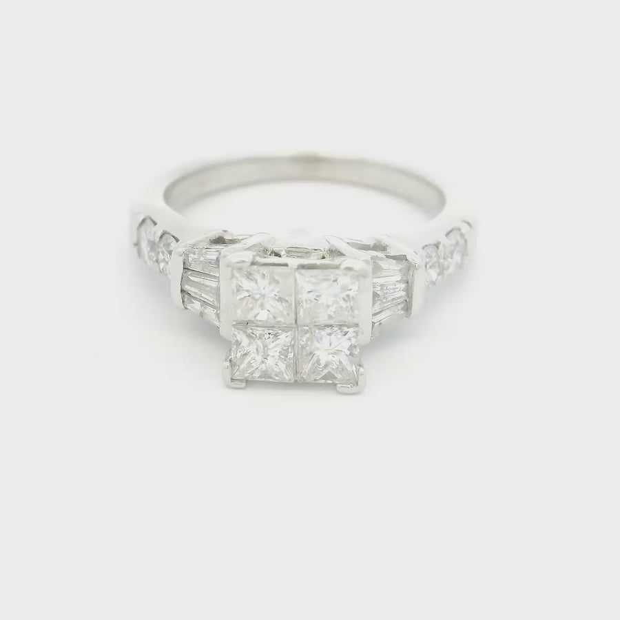 14K White Gold Diamond Engagement Ring