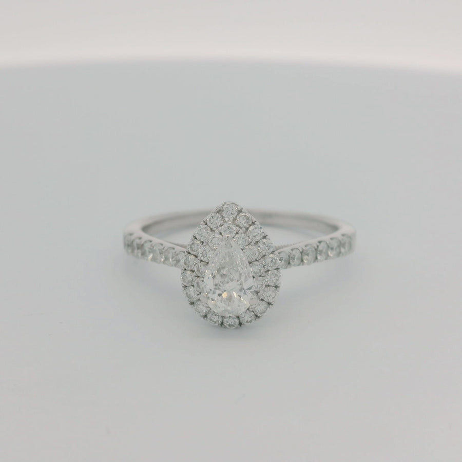 1CTW Pear Double Halo Engagement Ring - Lab Grown