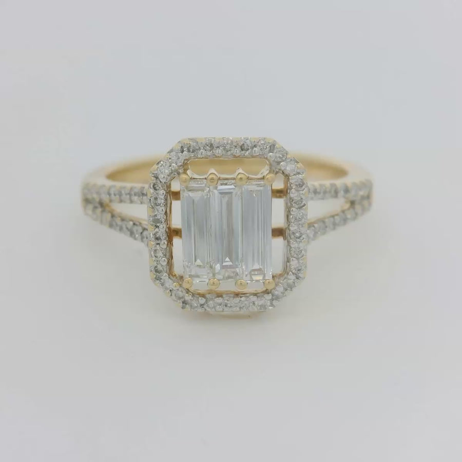 18K Yellow Gold Halo Diamond Engagement Ring