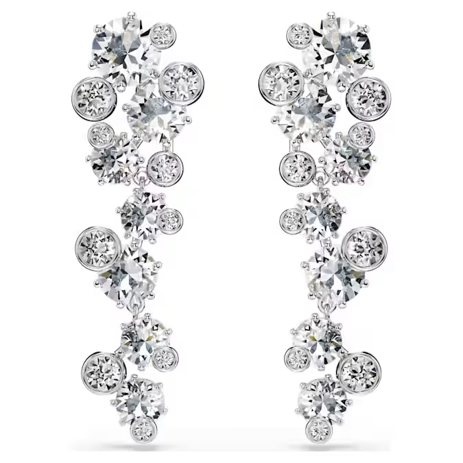 Swarovski Constella drop earrings Mixed cuts, White, Rhodium plated