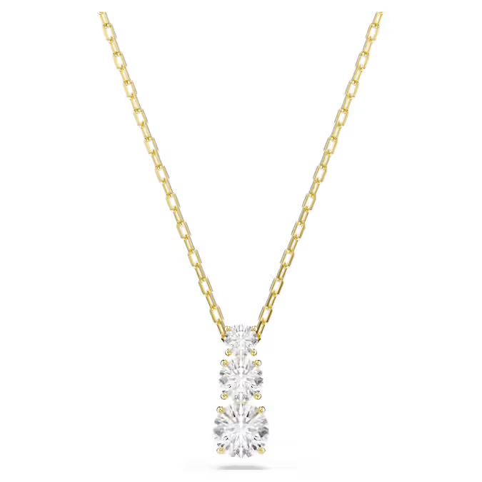 Swarovski Stilla Attract pendant Round cut, White, Gold-tone plated