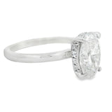 2CT Oval Lab Grown Platinum Hidden Halo Diamond Engagement Ring