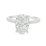 2CT Oval Lab Grown Platinum Hidden Halo Diamond Engagement Ring