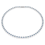 Swarovski Una Angelic Tennis necklace Round cut, Blue, Rhodium plated