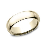 Benchmark Men’s 14K Yellow Gold Comfort Fit Dome Wedding Band – Polished, 6MM (Model HDCF16014KY)