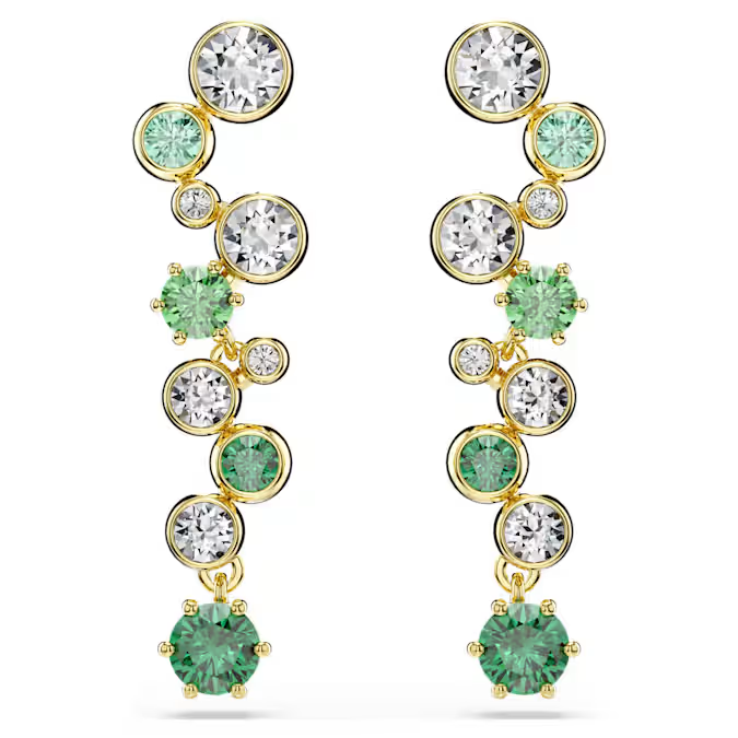 Swarovski Constella drop earrings Mixed cuts, Green, Gold-tone plated