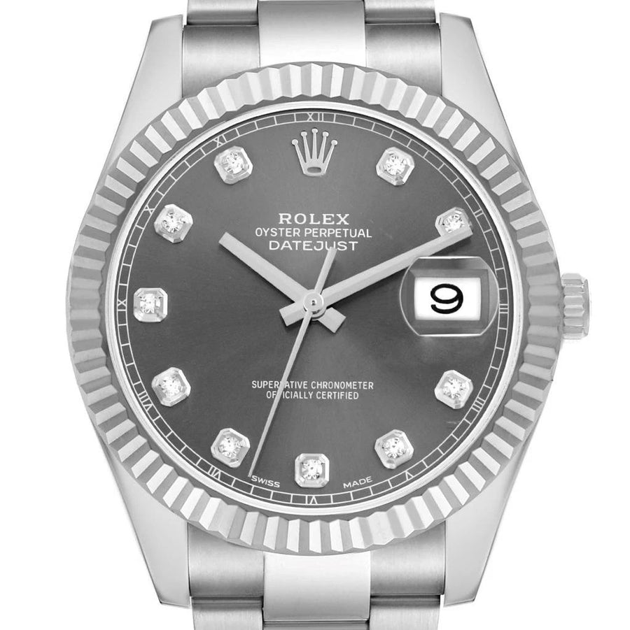 Rolex Datejust II 41mm Slate Grey Diamond Dial Watch 116334