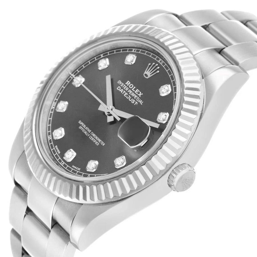 Rolex Datejust II 41mm Slate Grey Diamond Dial Watch 116334