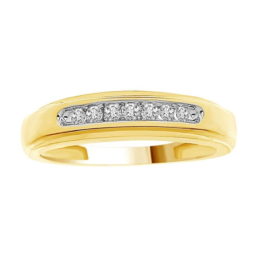 MEN’S BAND 0.15CT ROUND DIAMOND 10K YELLOW GOLD