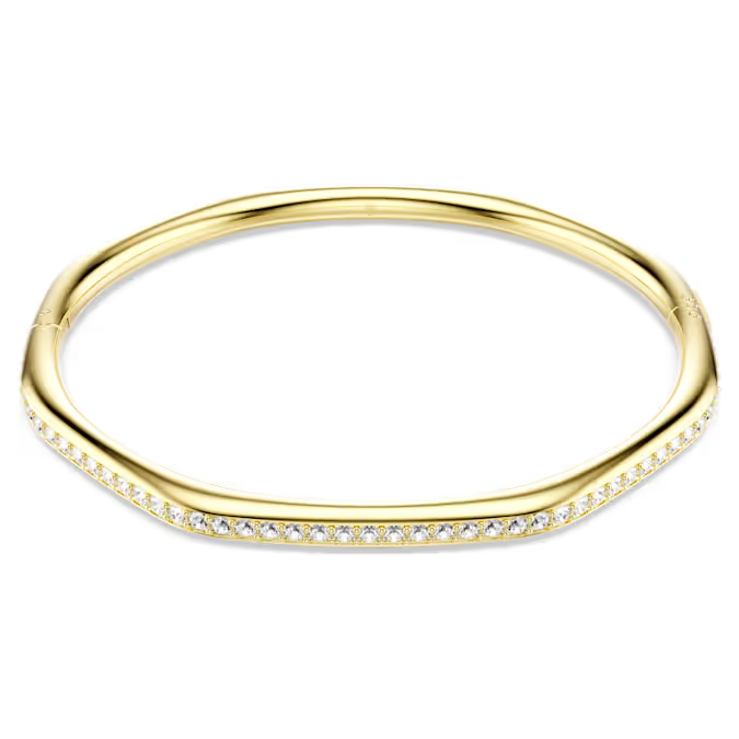 Swarovski Dextera bangle Octagon shape, Round cut, White, Gold-tone plated