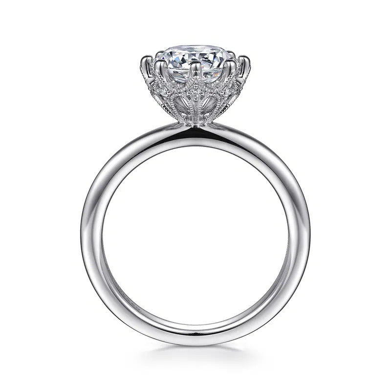 Gabriel & Co. Liona ER15763R8W44JJ – 14K White Gold Round Solitaire Diamond Engagement Ring