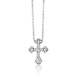 Classic of New York M-4181 – Sterling Silver CZ Cross Pendant Necklace, Elegant Religious Jewelry