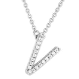 Classic of New York M-4884 – Sterling Silver CZ “V” Pendant Necklace, Adjustable Chain