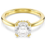 Swarovski Stilla Attract cocktail ring Round cut, White, Gold-tone plated